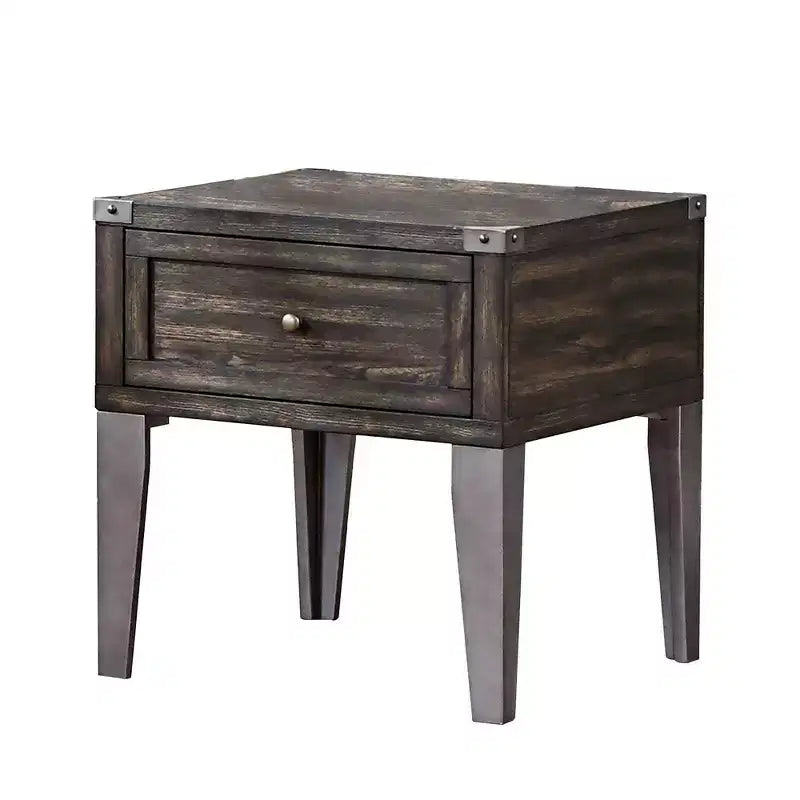 Hampton Style End Table with Marble Top, Pearl White