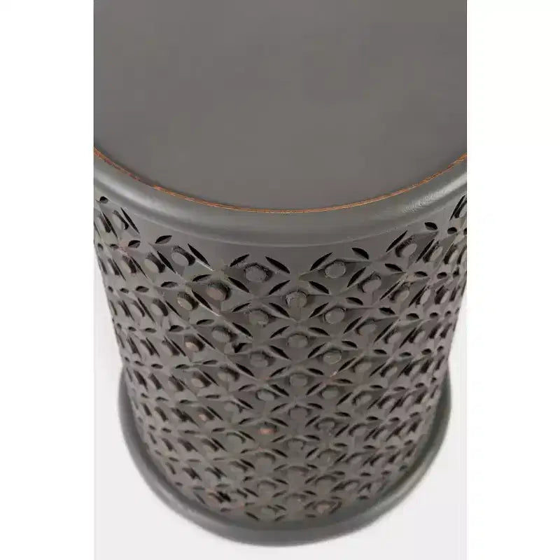 Distressed Hardwood Global Drum End Table