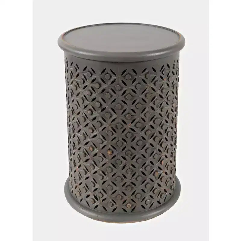 Distressed Hardwood Global Drum End Table