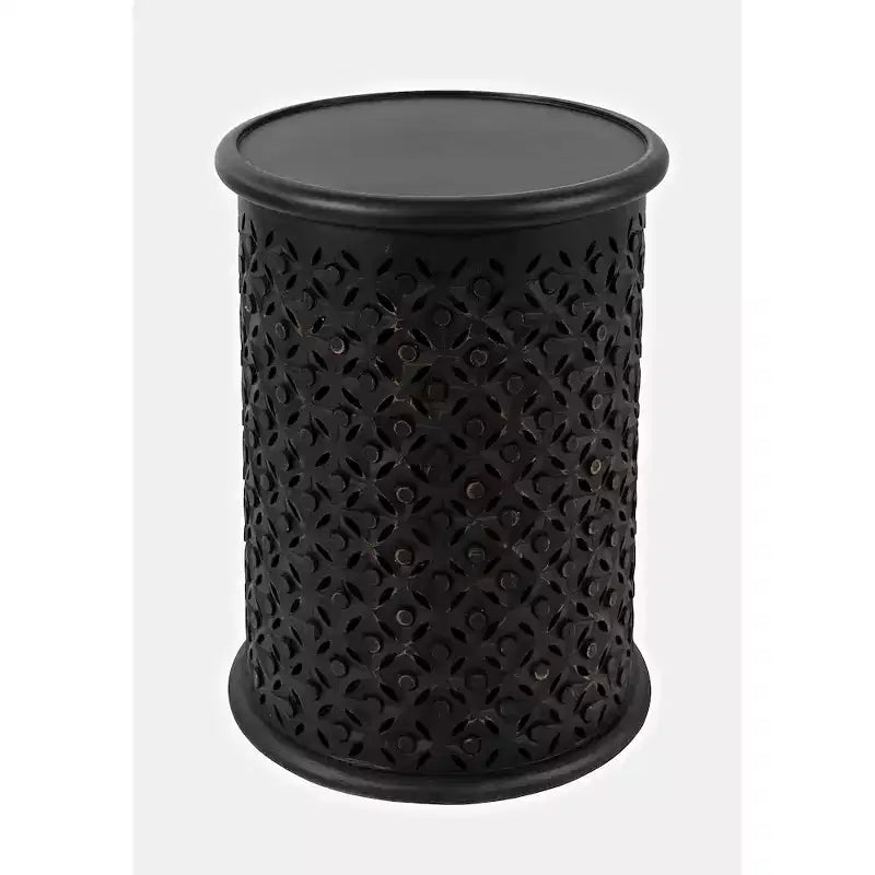 Distressed Hardwood Global Drum End Table