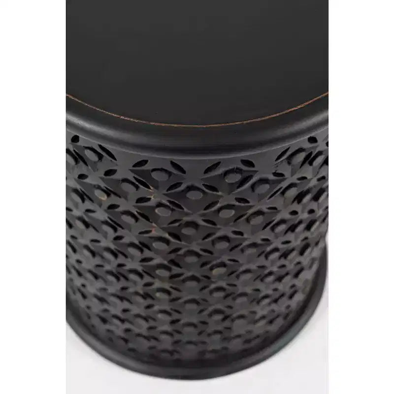 Distressed Hardwood Global Drum End Table