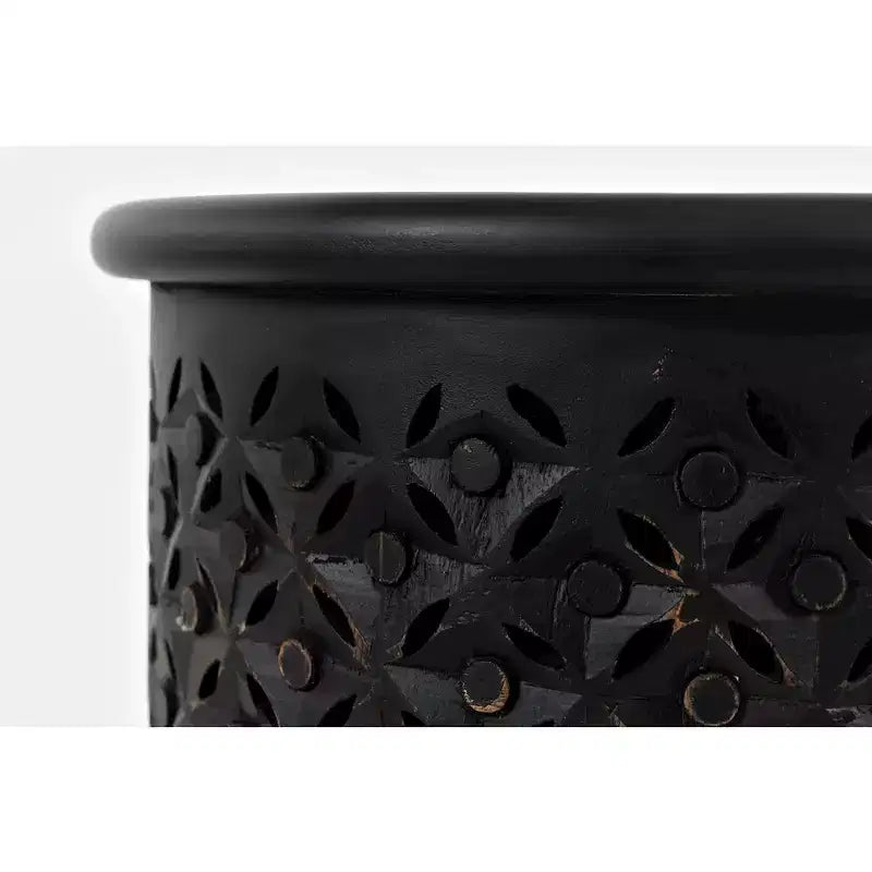 Distressed Hardwood Global Drum End Table