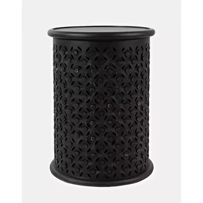 Distressed Hardwood Global Drum End Table