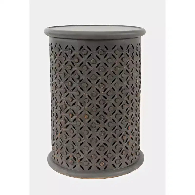Distressed Hardwood Global Drum End Table