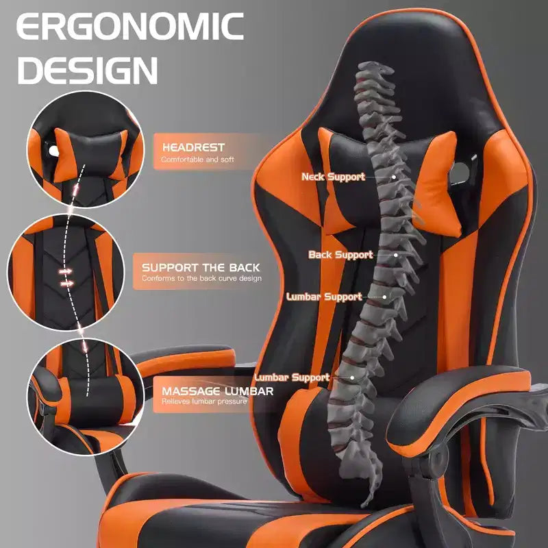 Modern Adjustable Swivel Gaming Chair with Headrest and Lumbar Support, High Ergonomic Computer Chair for Adults
