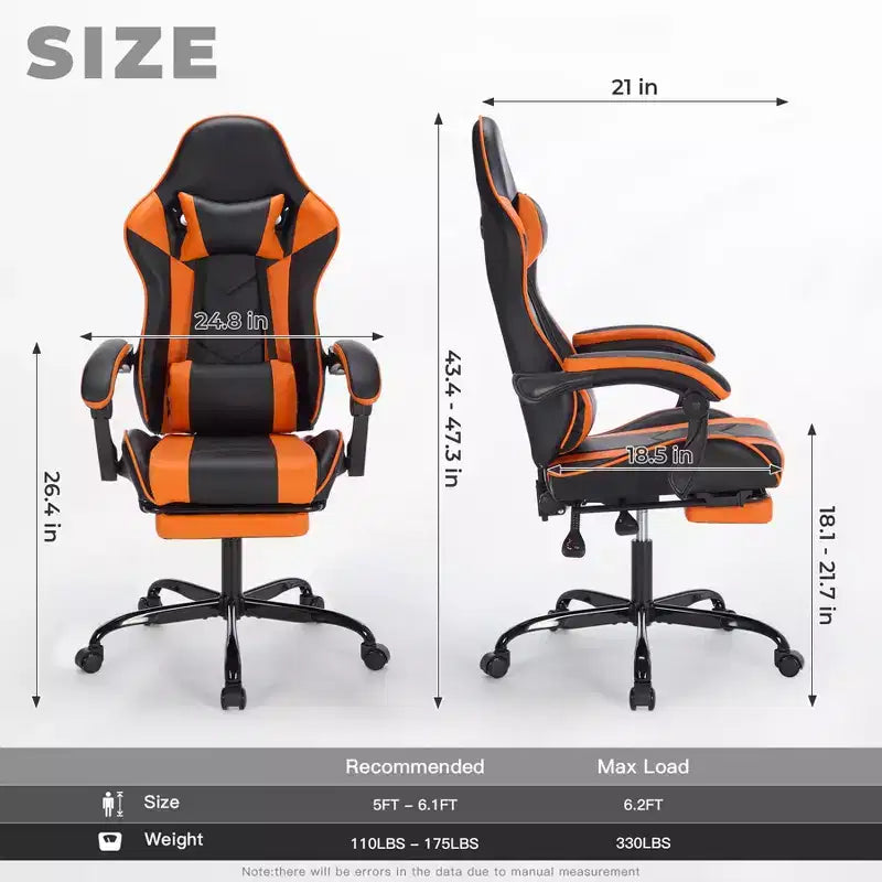 Modern Adjustable Swivel Gaming Chair with Headrest and Lumbar Support, High Ergonomic Computer Chair for Adults