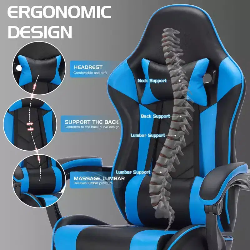 Modern Adjustable Swivel Gaming Chair with Headrest and Lumbar Support, High Ergonomic Computer Chair for Adults