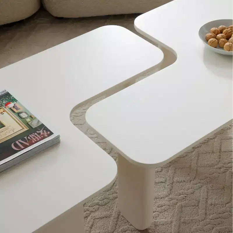 35-Inch L-Shape Modern Multi-Layer Space-Saving Coffee Table, White