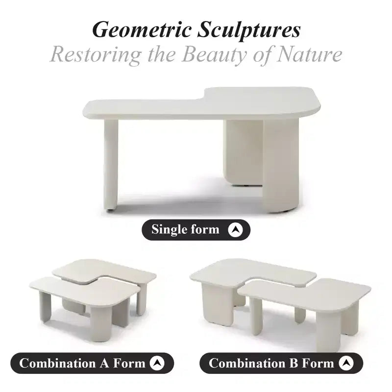 35-Inch L-Shape Modern Multi-Layer Space-Saving Coffee Table, White