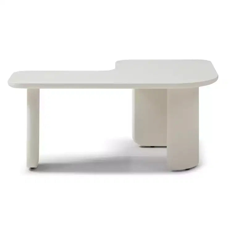 35-Inch L-Shape Modern Multi-Layer Space-Saving Coffee Table, White