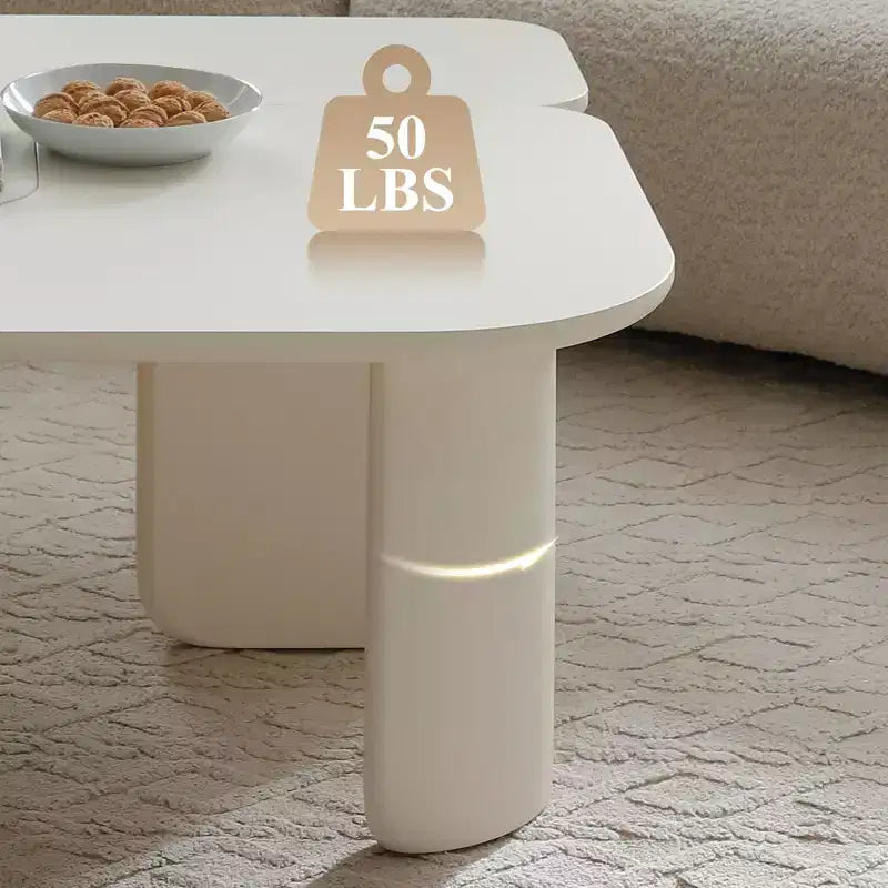 35-Inch L-Shape Modern Multi-Layer Space-Saving Coffee Table, White