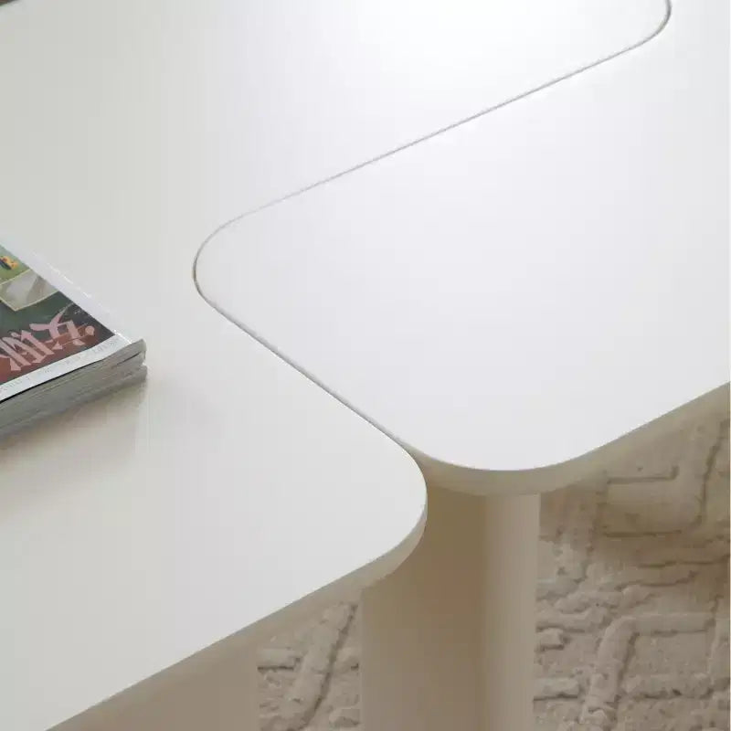 35-Inch L-Shape Modern Multi-Layer Space-Saving Coffee Table, White