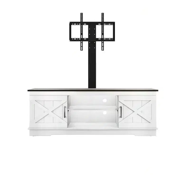 Farmhouse TV Stand with Height Adjustable Mount for TVs Up to 70 Inches, Entertainment Center Media Console for Living Room