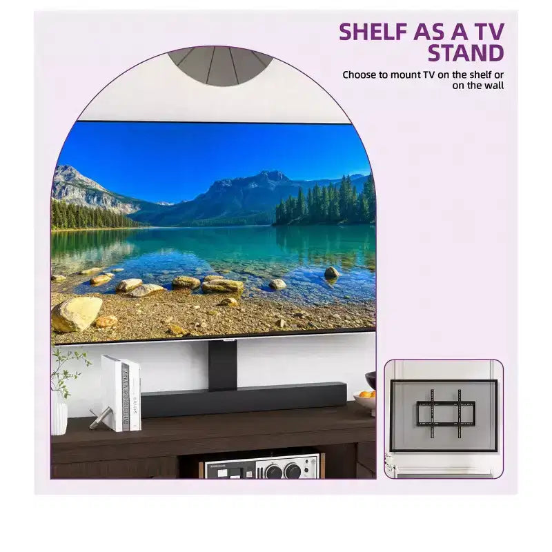 Farmhouse TV Stand with Height Adjustable Mount for TVs Up to 70 Inches, Entertainment Center Media Console for Living Room