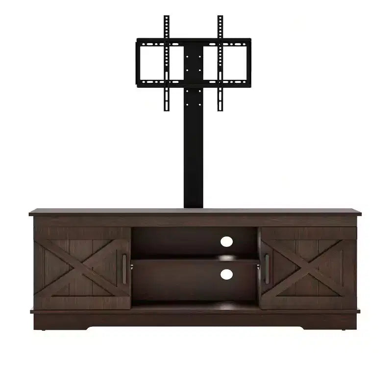 Farmhouse TV Stand with Height Adjustable Mount for TVs Up to 70 Inches, Entertainment Center Media Console for Living Room
