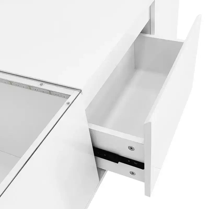 Modern Coffee Table with LED Lights, Rectangle Center Table with Storage and Drawers for Living Room
