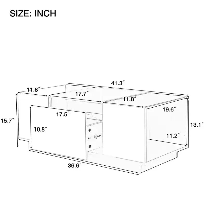 Modern Coffee Table with LED Lights, Rectangle Center Table with Storage and Drawers for Living Room