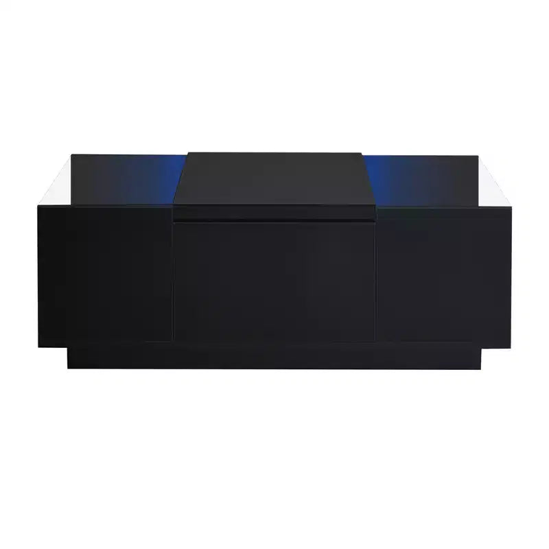 Modern Coffee Table with LED Lights, Rectangle Center Table with Storage and Drawers for Living Room