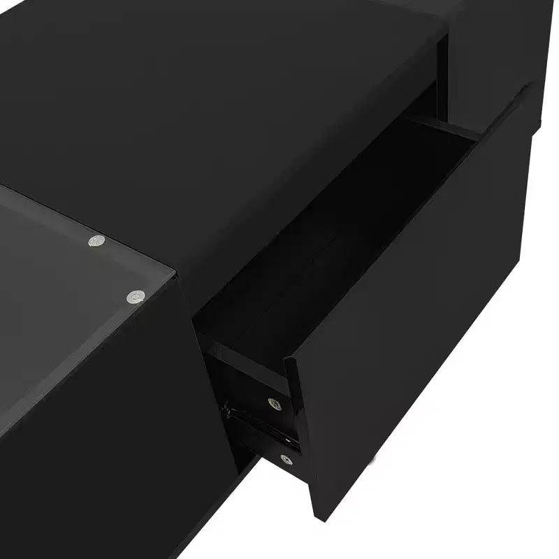 Modern Coffee Table with LED Lights, Rectangle Center Table with Storage and Drawers for Living Room