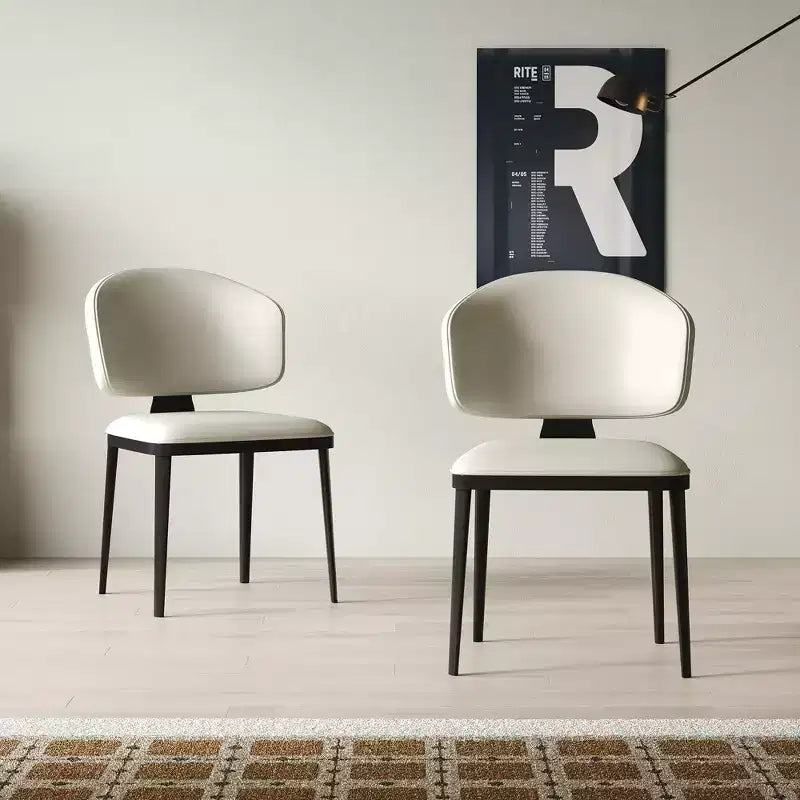 Set of 2 Modern Armless Metal Dining Chairs for Multi-Use, Off-White