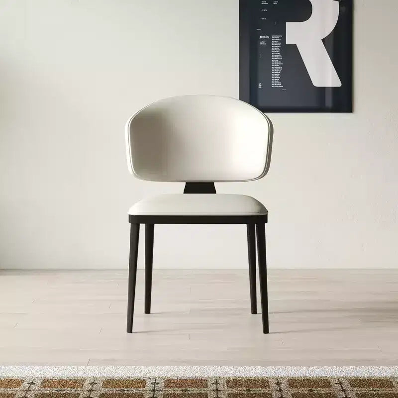 Set of 2 Modern Armless Metal Dining Chairs for Multi-Use, Off-White