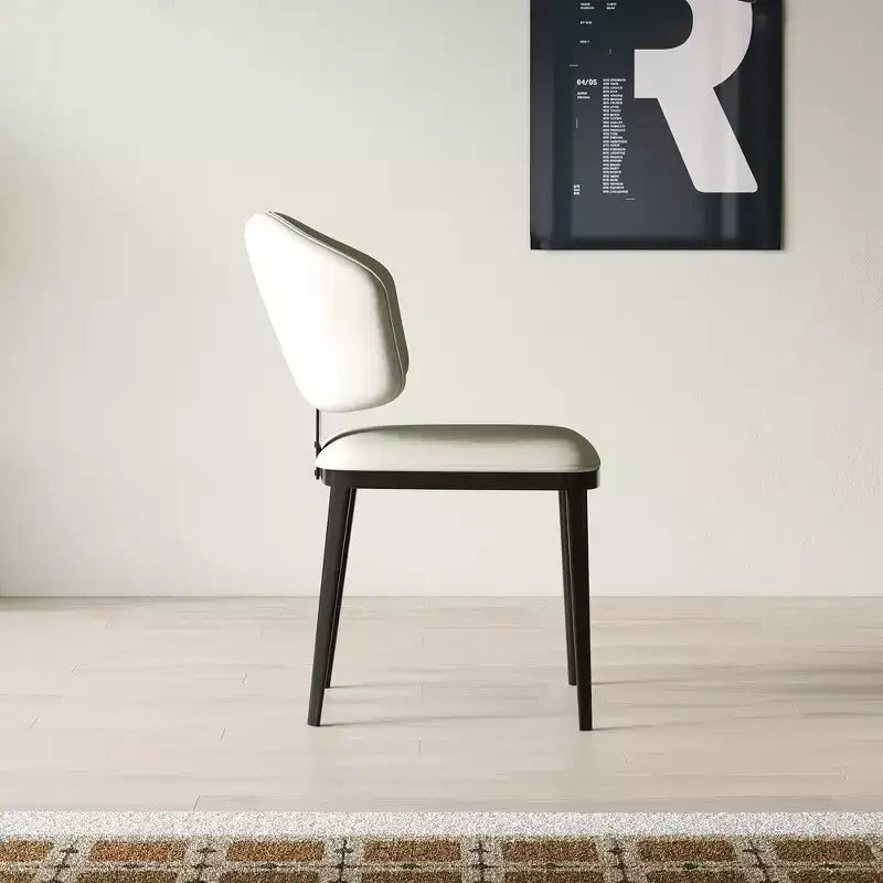 Set of 2 Modern Armless Metal Dining Chairs for Multi-Use, Off-White