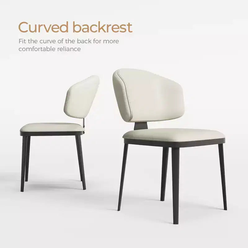 Set of 2 Modern Armless Metal Dining Chairs for Multi-Use, Off-White