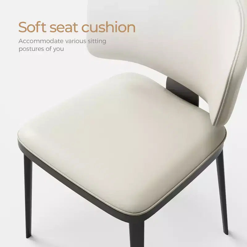 Set of 2 Modern Armless Metal Dining Chairs for Multi-Use, Off-White