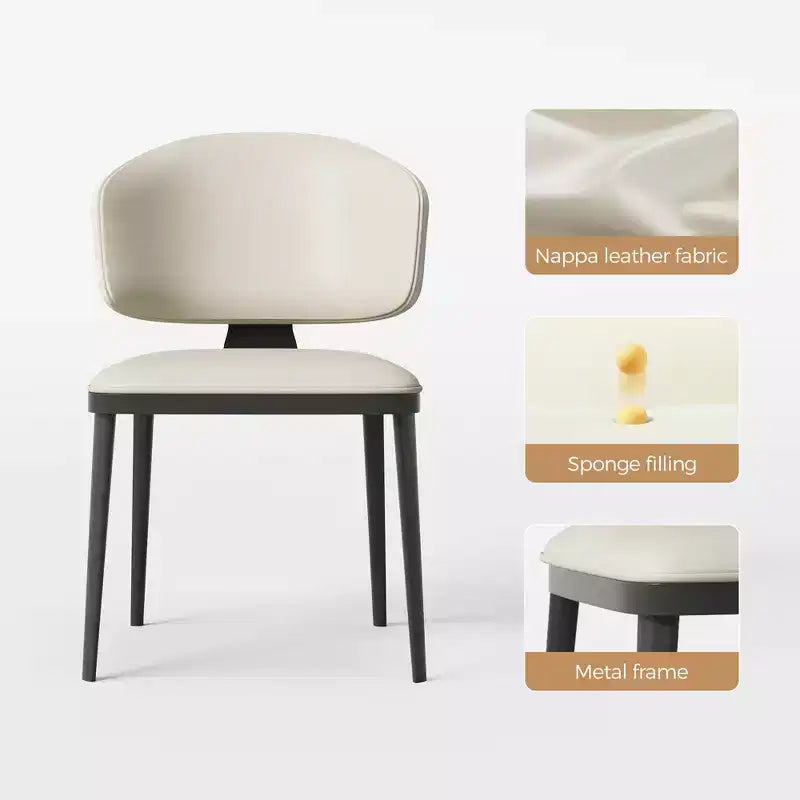 Set of 2 Modern Armless Metal Dining Chairs for Multi-Use, Off-White