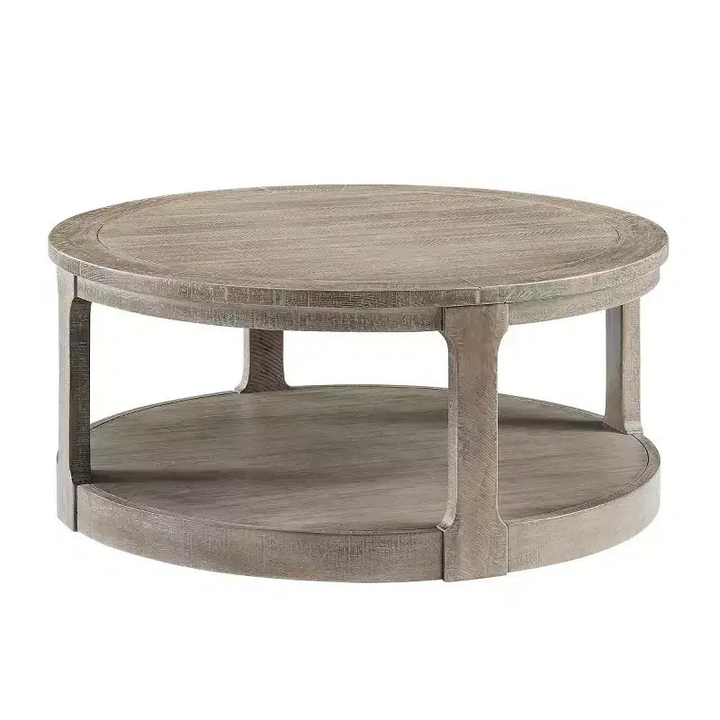 40-Inch Modern Round Coffee Table with Concealed Wheels and 2-Tier Design for Living Room, Office or Apartment