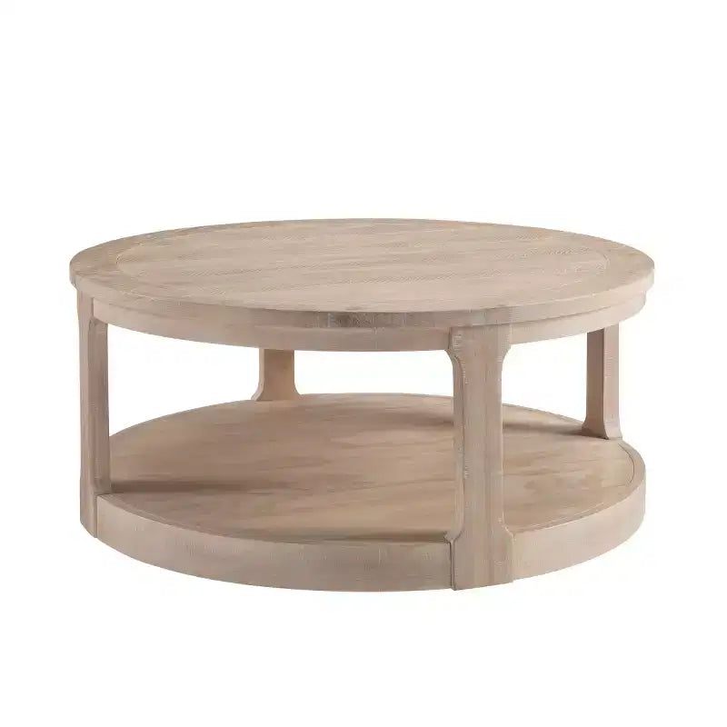 40-Inch Modern Round Coffee Table with Concealed Wheels and 2-Tier Design for Living Room, Office or Apartment