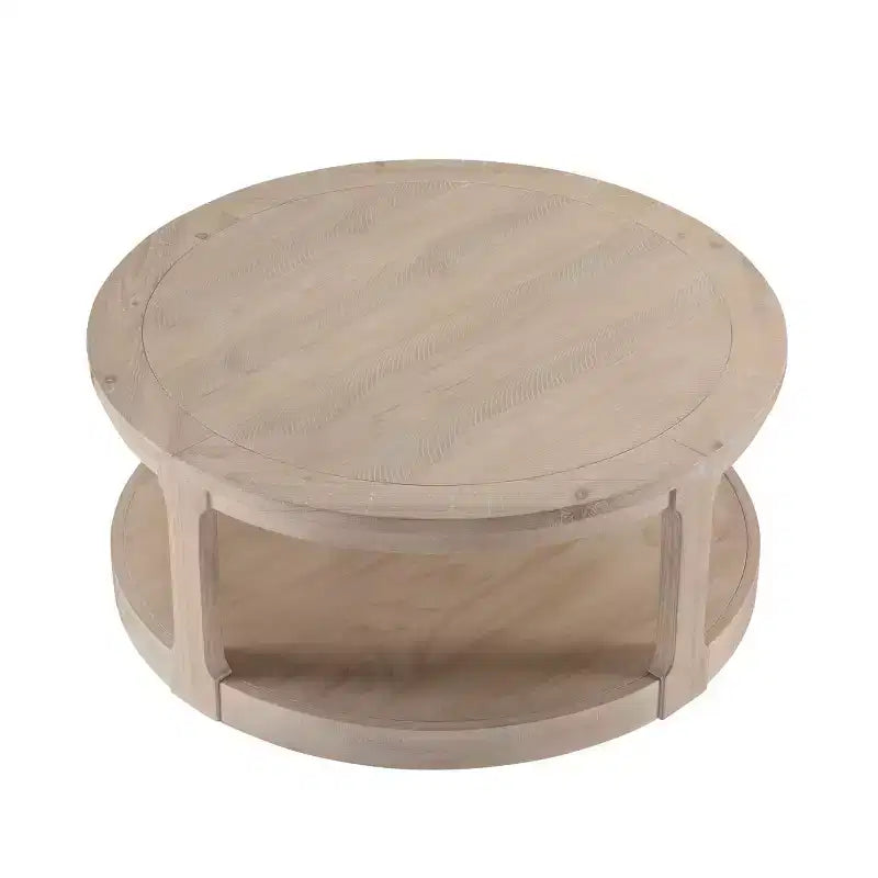 40-Inch Modern Round Coffee Table with Concealed Wheels and 2-Tier Design for Living Room, Office or Apartment