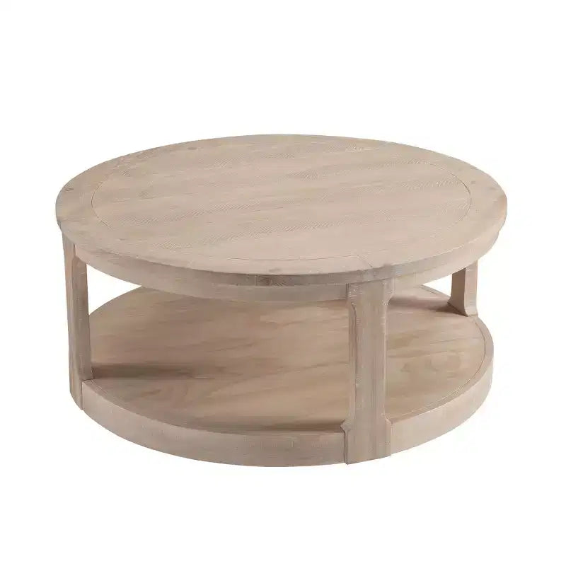 40-Inch Modern Round Coffee Table with Concealed Wheels and 2-Tier Design for Living Room, Office or Apartment