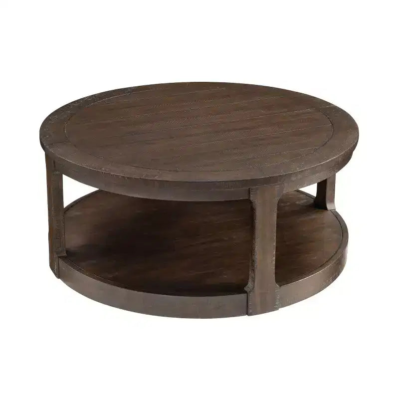 40-Inch Modern Round Coffee Table with Concealed Wheels and 2-Tier Design for Living Room, Office or Apartment