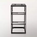 20U Open Frame Network Server Rack, 23-Inch Depth, Wall Mount or Floor Standing, Heavy Duty 4-Post with Vented Shelves, Black