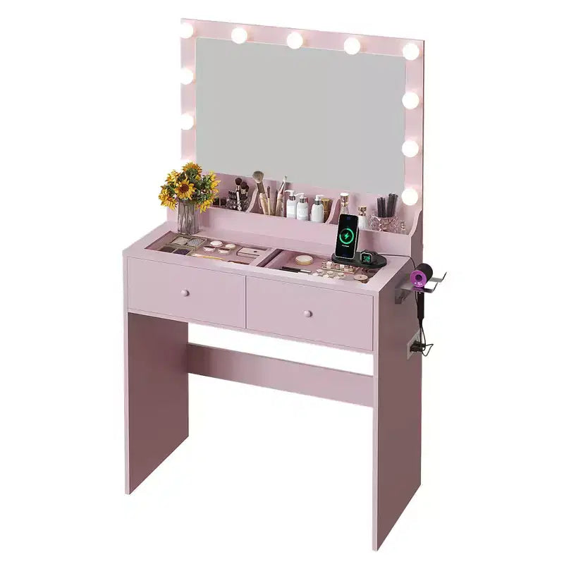 White Makeup Vanity Table with 2 Drawers