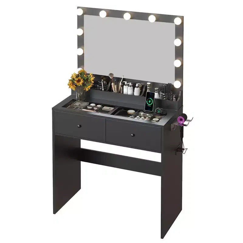 White Makeup Vanity Table with 2 Drawers