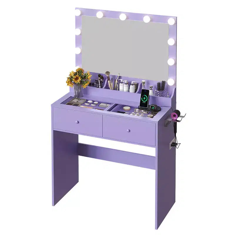 White Makeup Vanity Table with 2 Drawers