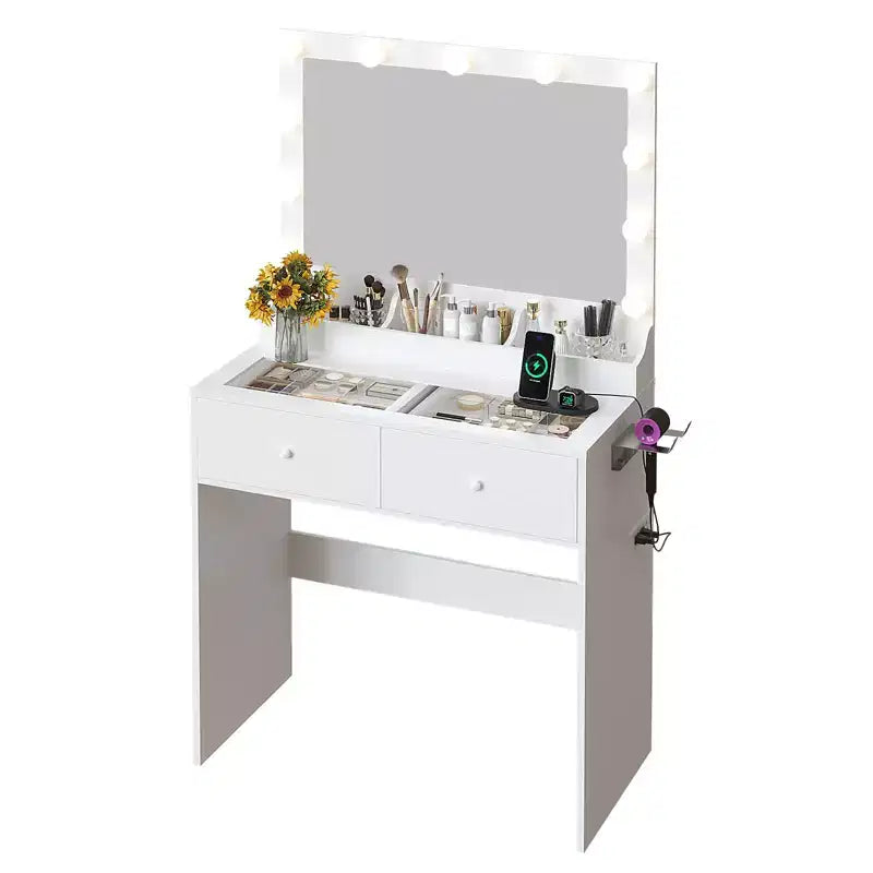 White Makeup Vanity Table with 2 Drawers