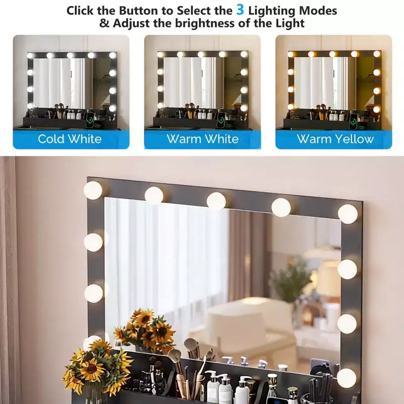 White Makeup Vanity Table with 2 Drawers
