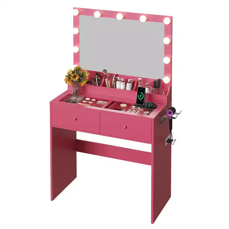 White Makeup Vanity Table with 2 Drawers