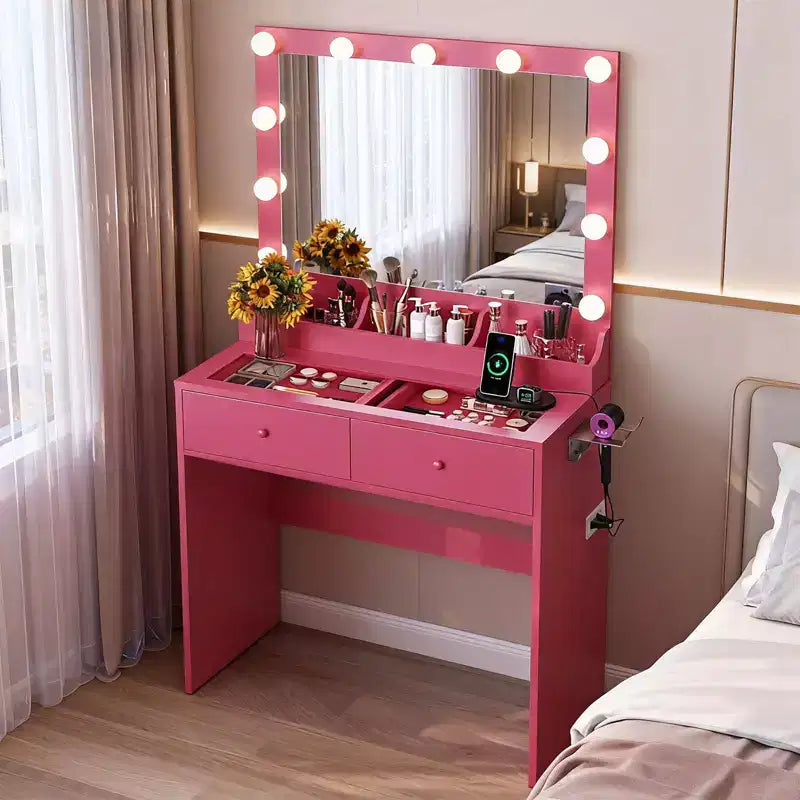 White Makeup Vanity Table with 2 Drawers