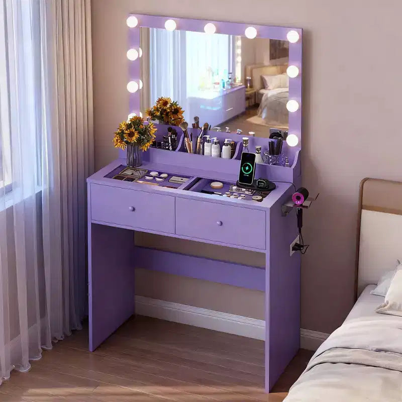 White Makeup Vanity Table with 2 Drawers