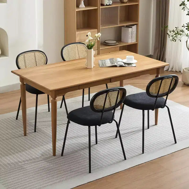 Set of 2 Modern Upholstered Metal Dining Chairs with Woven Grid Back and Strong Metal Frame