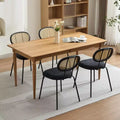 Set of 2 Modern Upholstered Metal Dining Chairs with Woven Grid Back and Strong Metal Frame