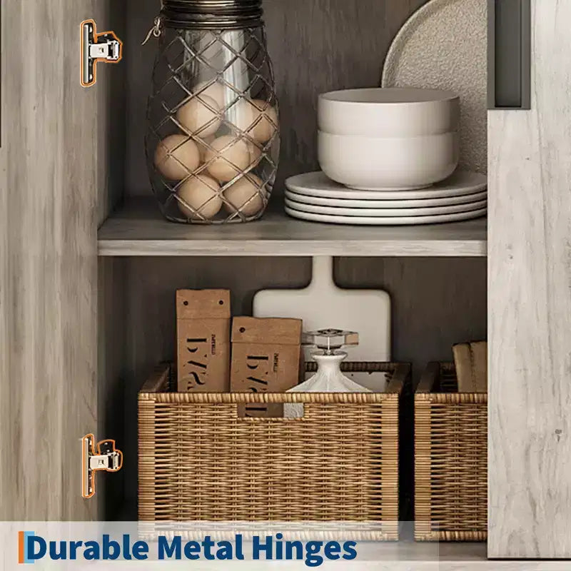 70.6-Inch 5-Tier Farmhouse Bookcase with Doors, Metal Base and Adjustable Shelf for Living Room