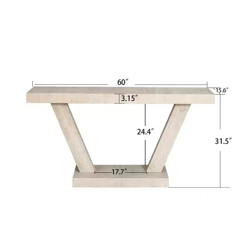 60-Inch Rustic Entryway Console Table with Distressed Wood Top and Wide V-Leg Base for Hallway