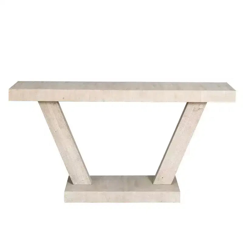 60-Inch Rustic Entryway Console Table with Distressed Wood Top and Wide V-Leg Base for Hallway