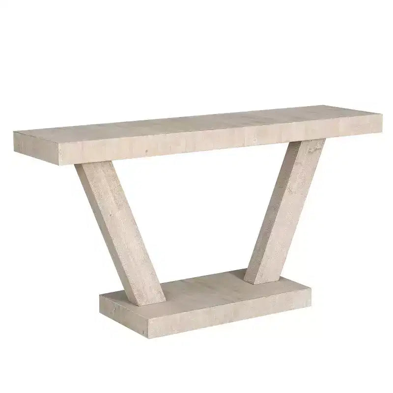 60-Inch Rustic Entryway Console Table with Distressed Wood Top and Wide V-Leg Base for Hallway