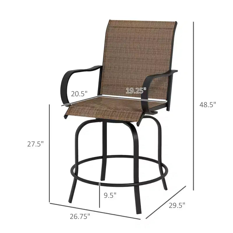 Set of 2 Outdoor Swivel Bar Stools with 360° Swivel and Bar Height Design